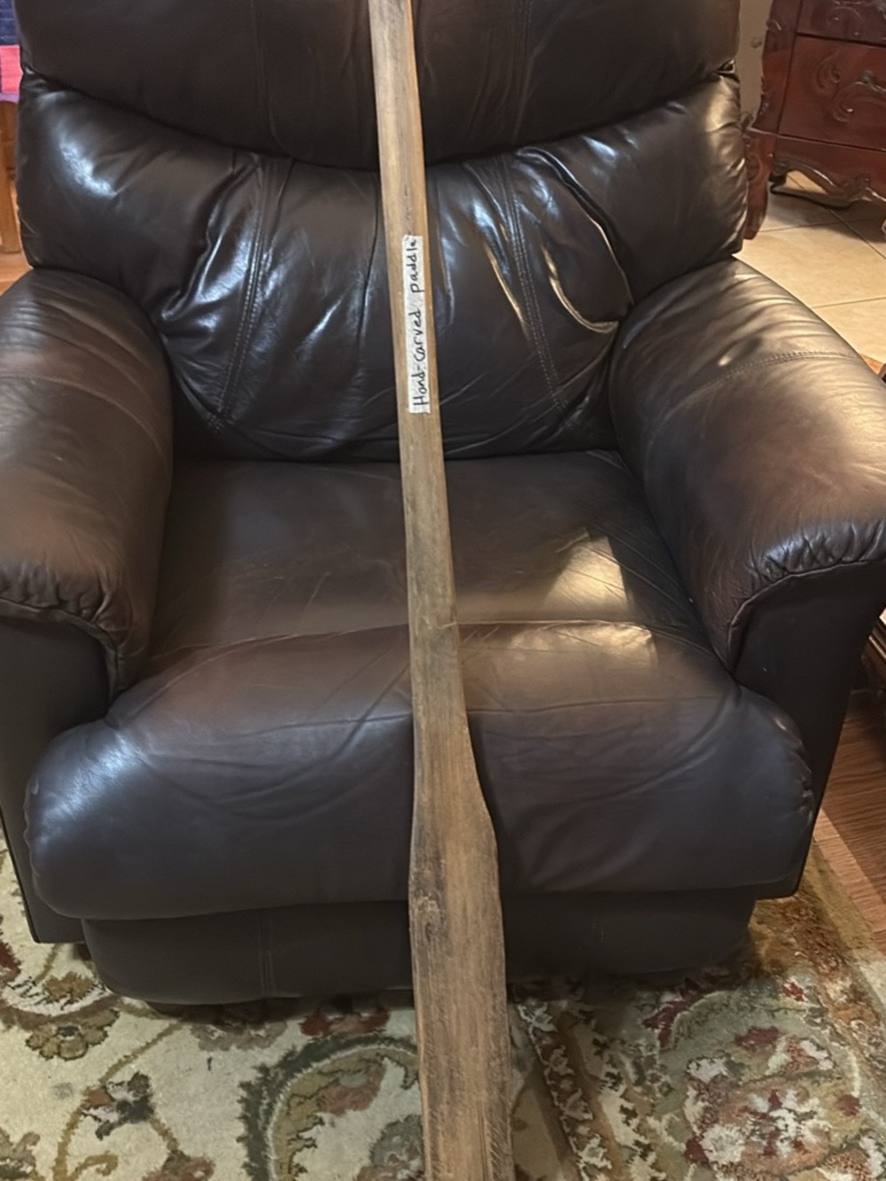 Hand-Carved Wooden Paddle in Brown - Rustic Home Accents